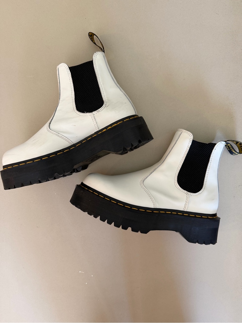 Dr. Martens 2976 Quad White Smooth Leather Chelsea Boots